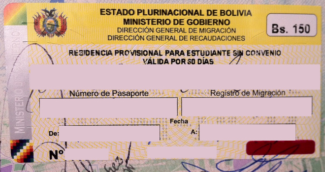 Applying for a 60-day Bolivian Student Visa